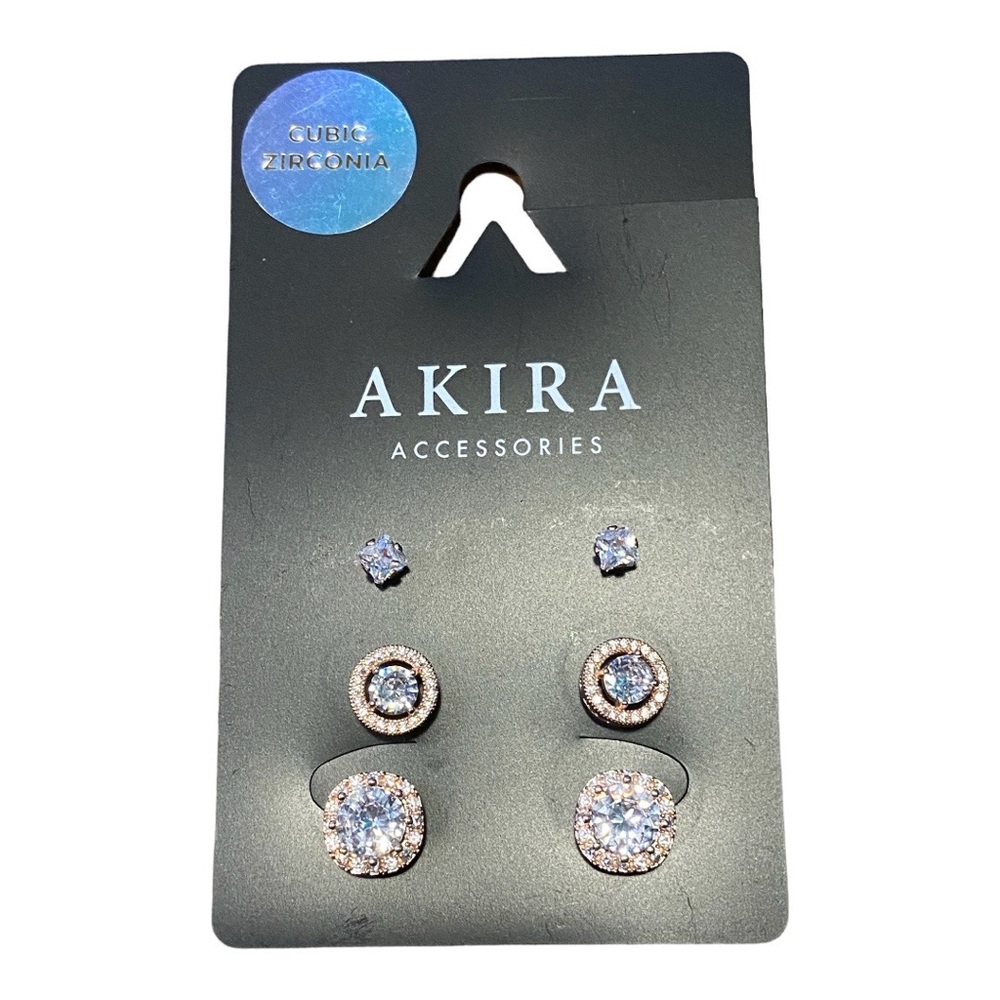 AKIRA Crystal Stud Earring Set NWT